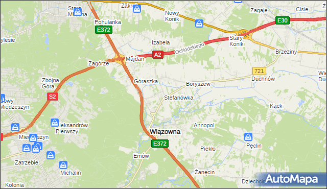 mapa Stefanówka gmina Wiązowna, Stefanówka gmina Wiązowna na mapie Targeo