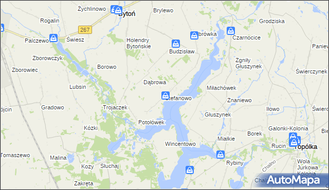 mapa Stefanowo gmina Bytoń, Stefanowo gmina Bytoń na mapie Targeo