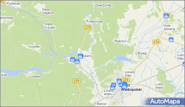 mapa Stefanowo gmina Krzyż Wielkopolski, Stefanowo gmina Krzyż Wielkopolski na mapie Targeo