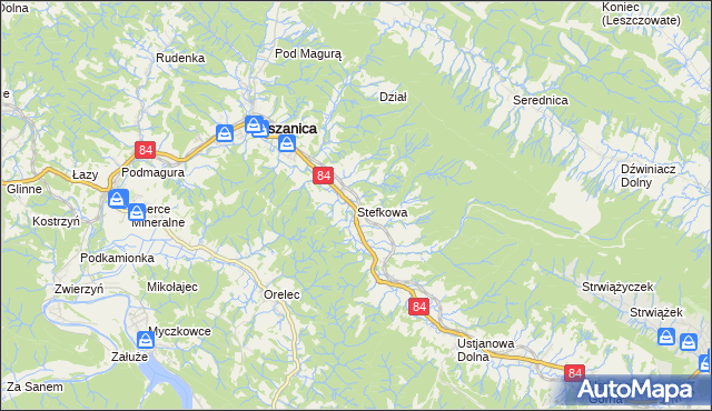 mapa Stefkowa, Stefkowa na mapie Targeo
