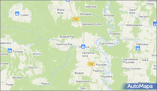 mapa Stobnica gmina Ręczno, Stobnica gmina Ręczno na mapie Targeo