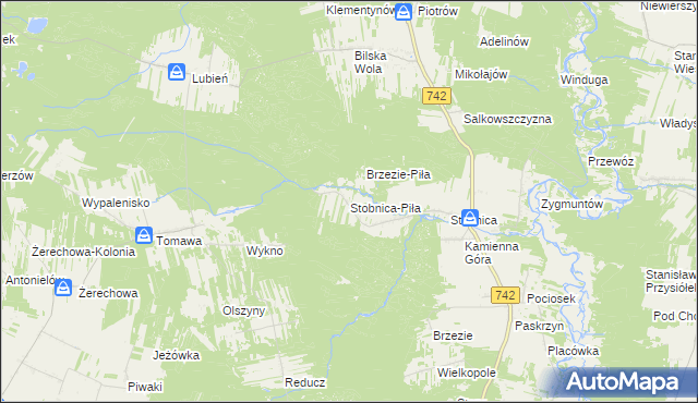 mapa Stobnica-Piła, Stobnica-Piła na mapie Targeo