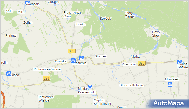 mapa Stoczek gmina Niemce, Stoczek gmina Niemce na mapie Targeo