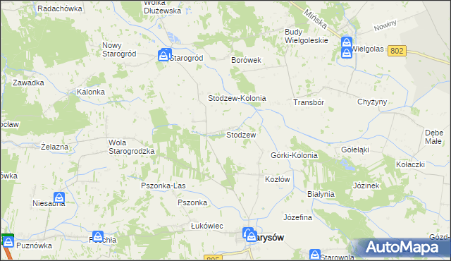 mapa Stodzew, Stodzew na mapie Targeo