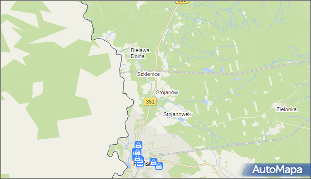 mapa Stojanów gmina Pieńsk, Stojanów gmina Pieńsk na mapie Targeo