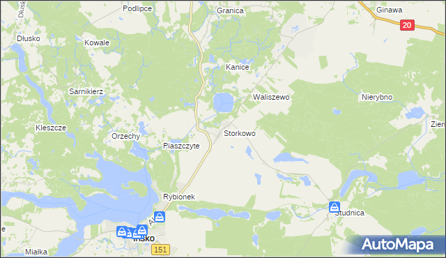 mapa Storkowo gmina Ińsko, Storkowo gmina Ińsko na mapie Targeo
