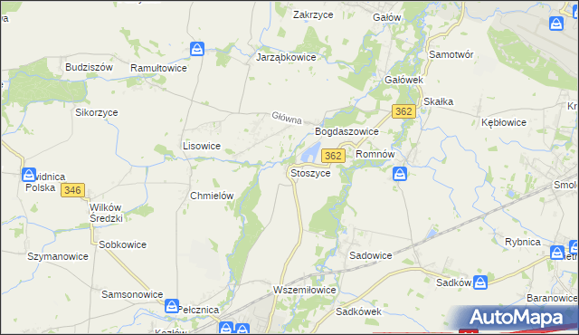 mapa Stoszyce, Stoszyce na mapie Targeo