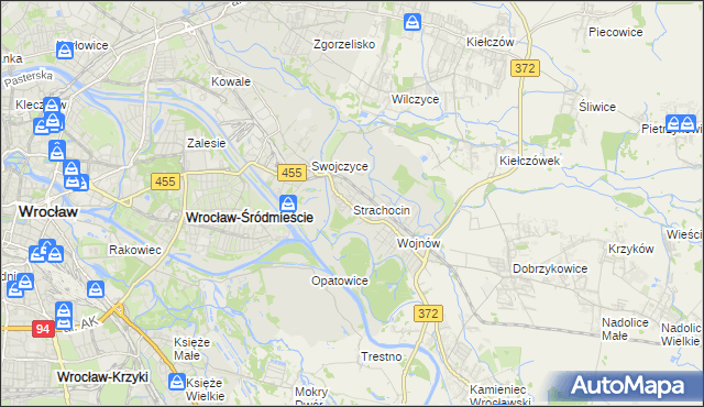 mapa Strachocin gmina Wrocław, Strachocin gmina Wrocław na mapie Targeo