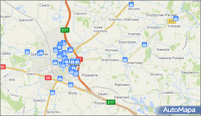 mapa Strachówko, Strachówko na mapie Targeo