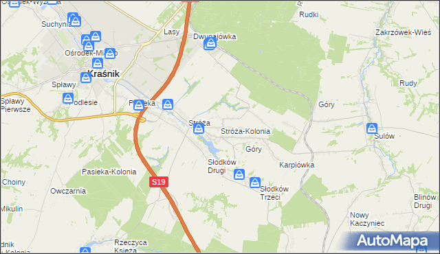 mapa Stróża-Kolonia, Stróża-Kolonia na mapie Targeo