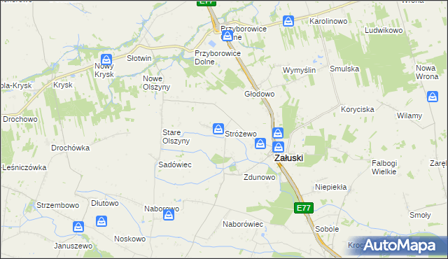 mapa Stróżewo gmina Załuski, Stróżewo gmina Załuski na mapie Targeo