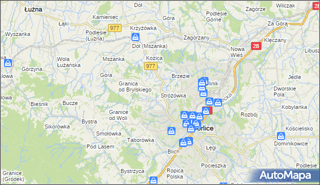 mapa Stróżówka, Stróżówka na mapie Targeo