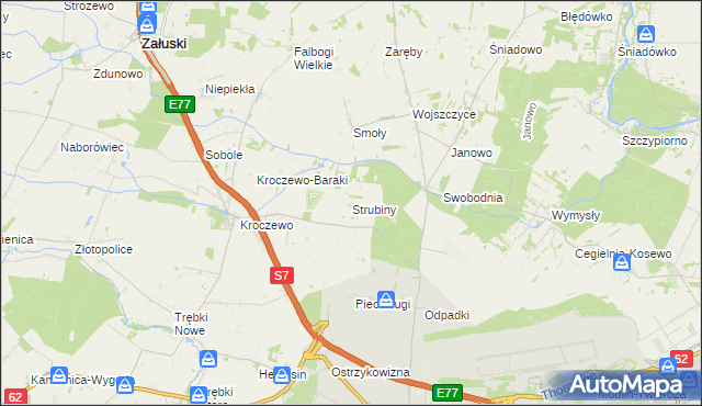 mapa Strubiny gmina Zakroczym, Strubiny gmina Zakroczym na mapie Targeo