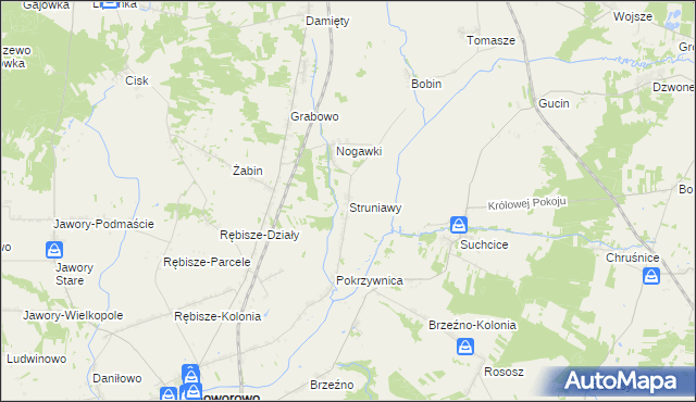mapa Struniawy, Struniawy na mapie Targeo