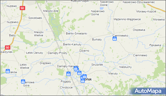 mapa Strusin, Strusin na mapie Targeo
