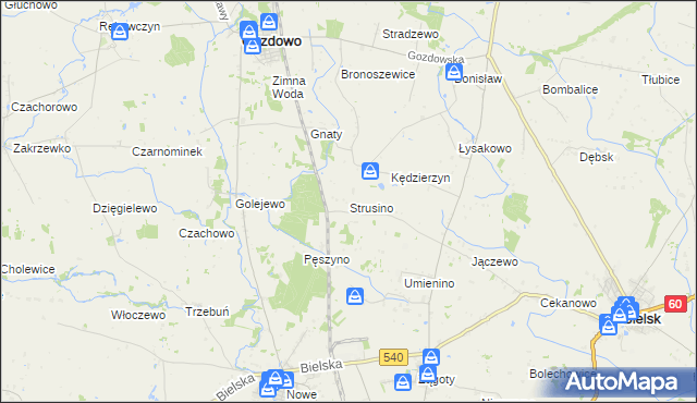 mapa Strusino, Strusino na mapie Targeo