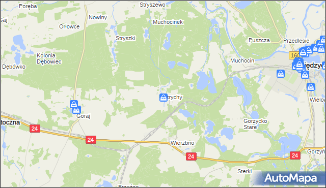 mapa Strychy, Strychy na mapie Targeo