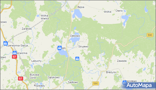 mapa Stryjewo, Stryjewo na mapie Targeo