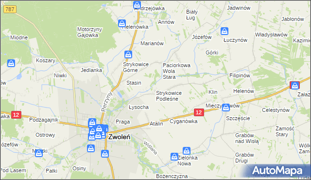 mapa Strykowice Podleśne, Strykowice Podleśne na mapie Targeo
