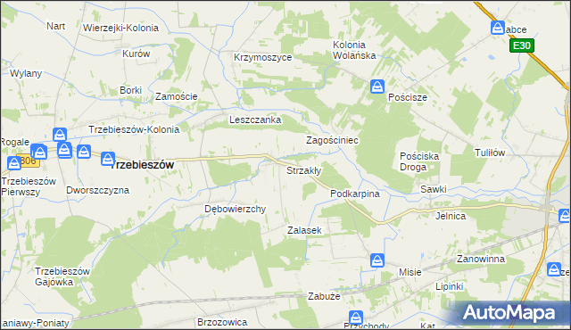 mapa Strzakły, Strzakły na mapie Targeo
