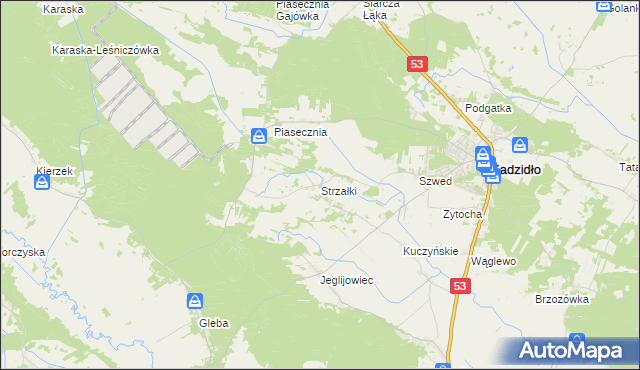 mapa Strzałki gmina Kadzidło, Strzałki gmina Kadzidło na mapie Targeo
