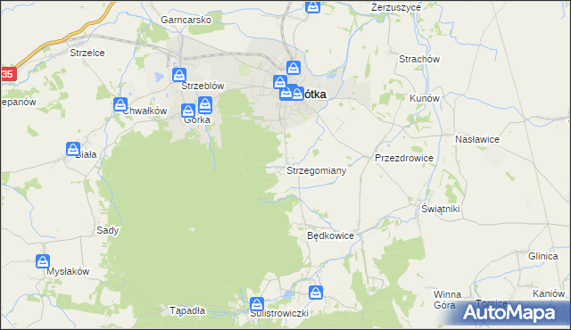 mapa Strzegomiany, Strzegomiany na mapie Targeo