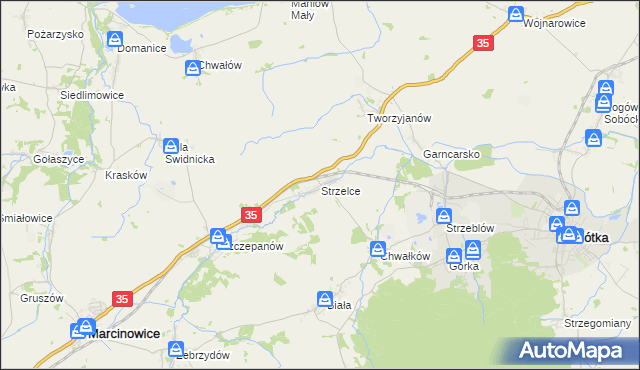 mapa Strzelce gmina Marcinowice, Strzelce gmina Marcinowice na mapie Targeo