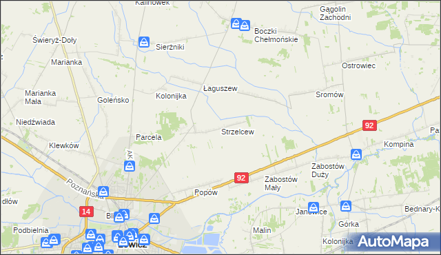 mapa Strzelcew, Strzelcew na mapie Targeo