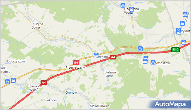 mapa Strzelno gmina Pieńsk, Strzelno gmina Pieńsk na mapie Targeo