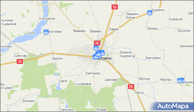 mapa Strzelno powiat mogileński, Strzelno powiat mogileński na mapie Targeo