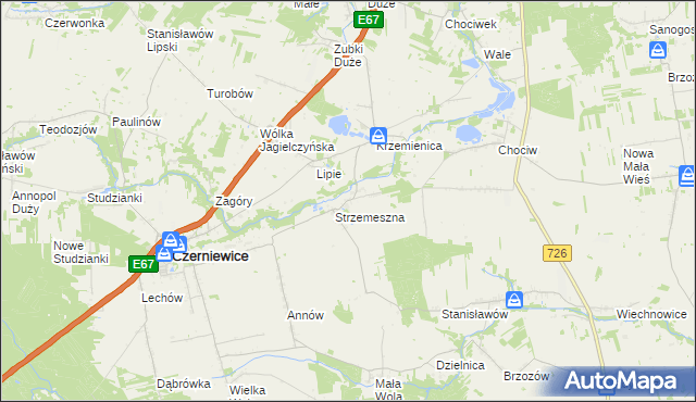 mapa Strzemeszna Pierwsza, Strzemeszna Pierwsza na mapie Targeo