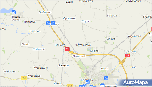 mapa Strzemkowo, Strzemkowo na mapie Targeo