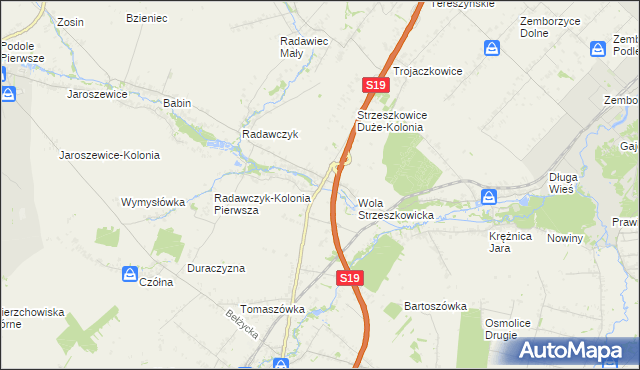 mapa Strzeszkowice Duże, Strzeszkowice Duże na mapie Targeo