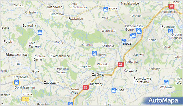 mapa Strzeszyn gmina Biecz, Strzeszyn gmina Biecz na mapie Targeo