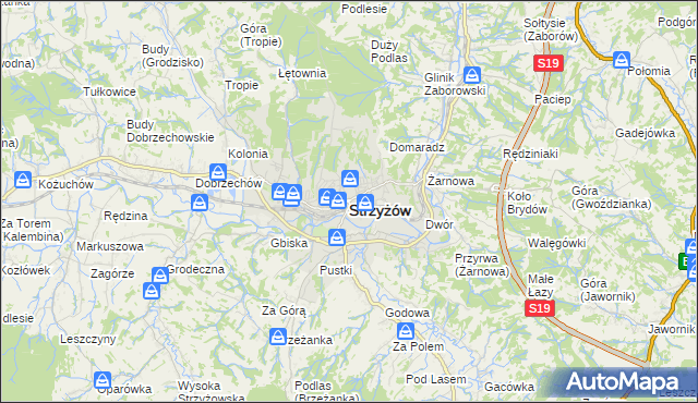 mapa Strzyżów, Strzyżów na mapie Targeo