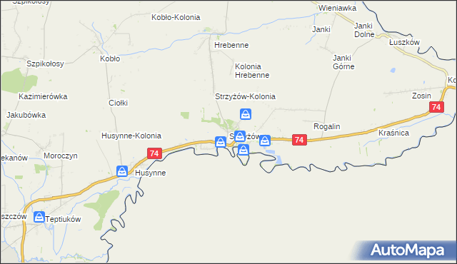 mapa Strzyżów gmina Horodło, Strzyżów gmina Horodło na mapie Targeo