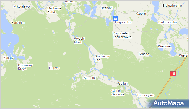 mapa Studziany Las, Studziany Las na mapie Targeo