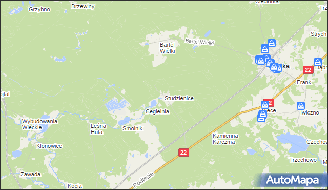 mapa Studzienice gmina Kaliska, Studzienice gmina Kaliska na mapie Targeo