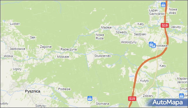 mapa Studzieniec gmina Pysznica, Studzieniec gmina Pysznica na mapie Targeo