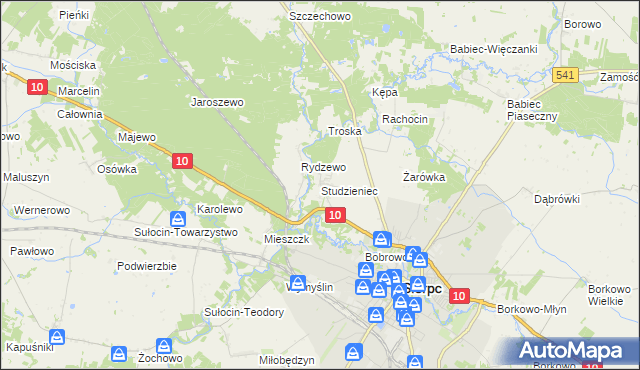 mapa Studzieniec gmina Sierpc, Studzieniec gmina Sierpc na mapie Targeo