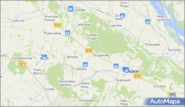 mapa Studzieniec gmina Słubice, Studzieniec gmina Słubice na mapie Targeo