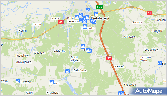 mapa Sucha gmina Białobrzegi, Sucha gmina Białobrzegi na mapie Targeo