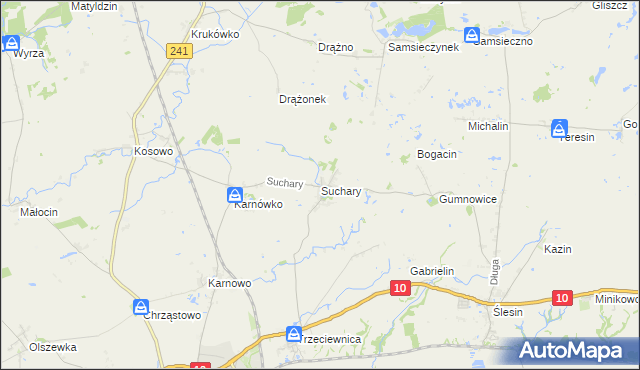 mapa Suchary gmina Nakło nad Notecią, Suchary gmina Nakło nad Notecią na mapie Targeo