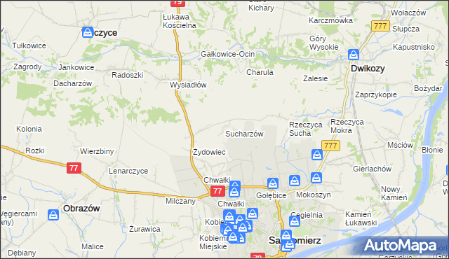 mapa Sucharzów, Sucharzów na mapie Targeo