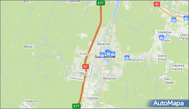 mapa Suchedniów, Suchedniów na mapie Targeo