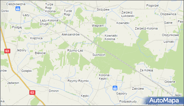 mapa Suchocin gmina Łuków, Suchocin gmina Łuków na mapie Targeo