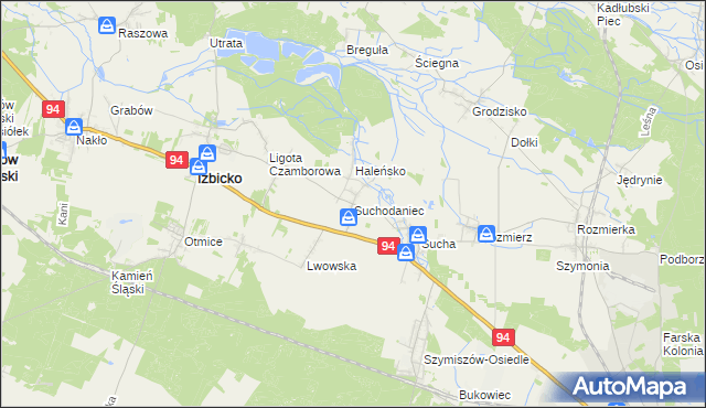 mapa Suchodaniec, Suchodaniec na mapie Targeo