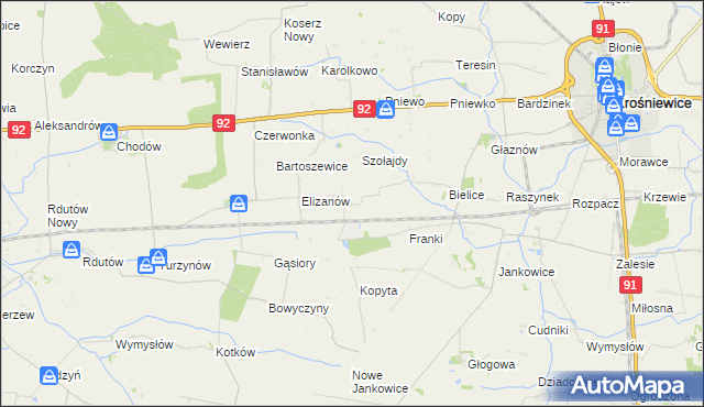 mapa Suchodoły gmina Krośniewice, Suchodoły gmina Krośniewice na mapie Targeo