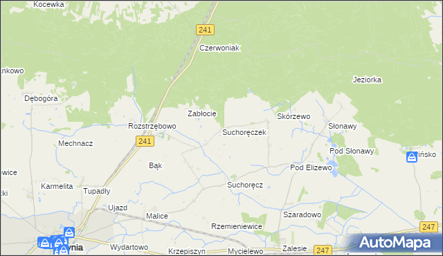 mapa Suchoręczek, Suchoręczek na mapie Targeo