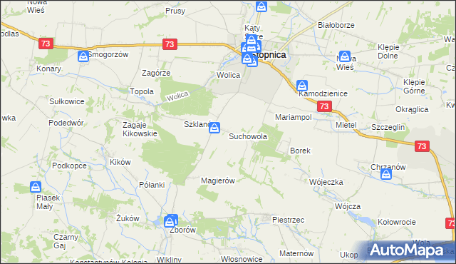 mapa Suchowola gmina Stopnica, Suchowola gmina Stopnica na mapie Targeo